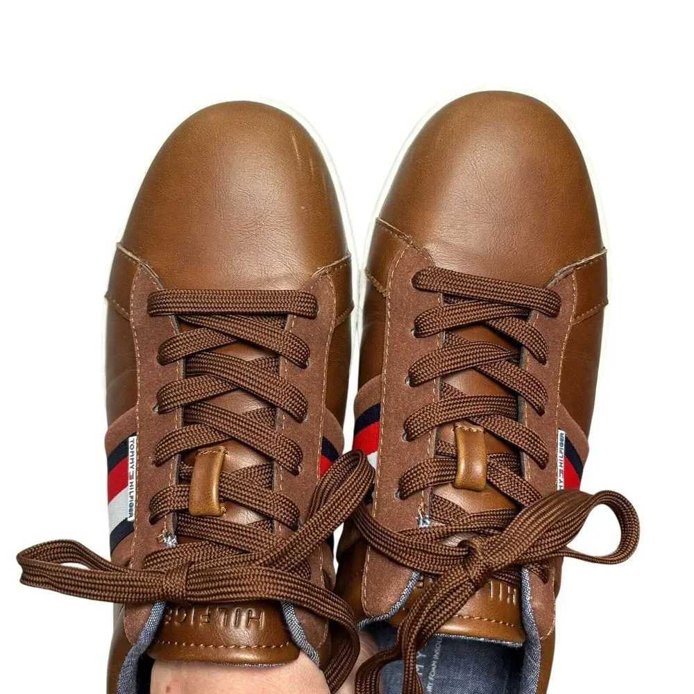 Tommy Hilfiger Lendal Sneakers Men's Athletic Brown Leather USA Size 9.5 - Picture 5 of 10